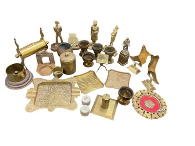 Lot 690 - Collection Trench Art and other military brass ornaments