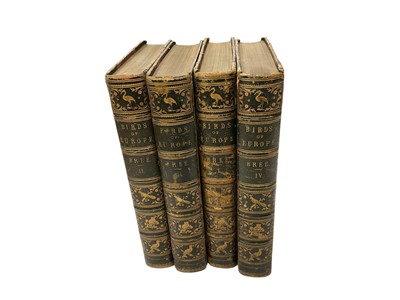 Lot 1759 - Bree - History of the Birds of Europe, 4 Vols, 1863-66, Groombridge, London, 1866, first edition with 180 hand coloured plates and 58 plates of eggs, tooled half calf with marbled boards