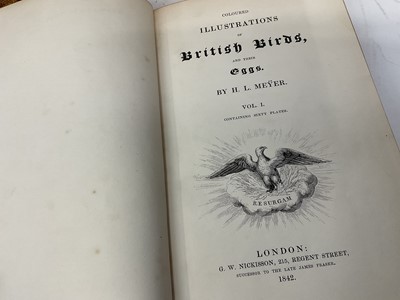 Lot 1761 - Henry Leonard Meyer - Coloured Illustrations of British Birds and Their Eggs, London 1842-1850, seven volumes extensively illustrated with hand coloured plates, full calf