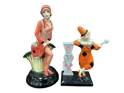 Lot 1049 - Peggy Davies Kevin Francis limited edition Clarice Cliff Centenary Figure, no.863 of 950, modelled by Andy Moss, together with another - Pierrette, no.99 of 200, modelled by Ray Noble (2)