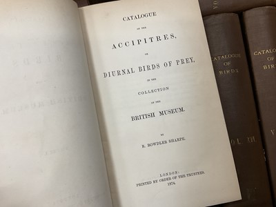 Lot 1765 - Catalogue of the Birds in the British Museum, 1874 - 1895 27 vols, I-XXVII, extensively illustrated, cloth bindings (some damp damage)