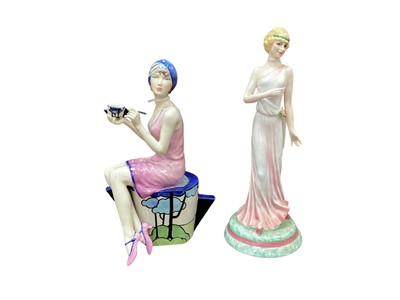 Lot 1063 - Peggy Davies limited edition figure - Art Deco Imitating Life, no.234 modelled by Andy Moss, together with another - Diana (2)