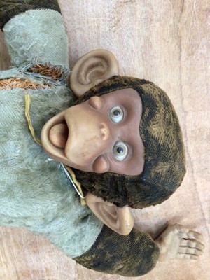 Lot 32 - Soft toy mohair monkey with rubber face, hands and shoes, wood wool stuffing.