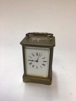 Lot 2424 - Brass cased carriage clock with enamel dial, 14cm high