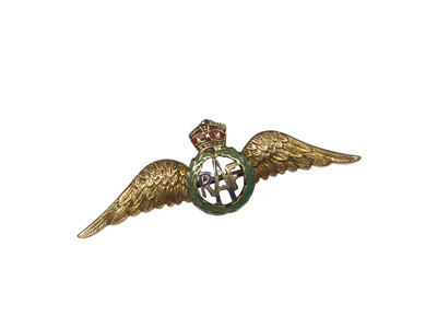 Lot 125 - 9ct gold and enamel RAF wings sweetheart brooch, Edwardian yellow metal opal three leaf clover bar brooch and one other antique yellow metal garnet brooch