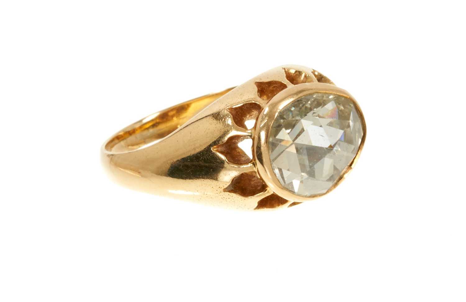 Lot 602 - Antique diamond single stone ring with a pear-shape rose cut diamond