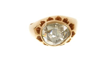 Lot 602 - Antique diamond single stone ring with a pear-shape rose cut diamond