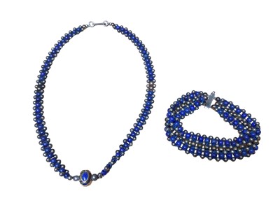 Lot 210 - Vintage Cartier necklace with lapis lazuli and silver beads