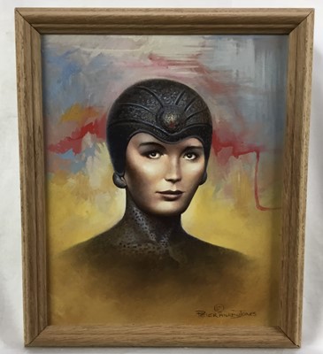 Lot 35 - Peter Andrew Jones (contemporary) oil on board - Science fiction head ‘Lydia’