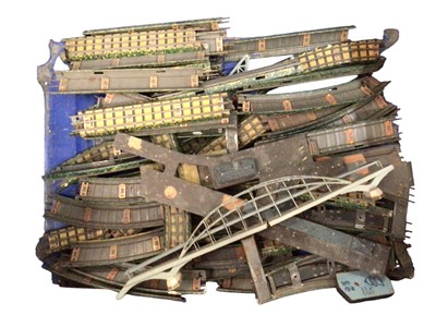 Lot 1877 - Railway OO gauge selection mostly carriages, rolling stock and track, including Marklin and Trix, lead railwaty staff and road signs, metal and wooden ships and lead figures.