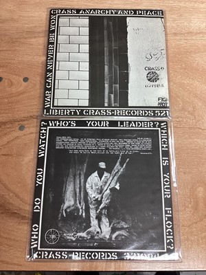 Lot 2211 - Limited edition print 'Bloody Revolutions' signed by Gee Vaucher (29.5cm x 44.5cm) together with two Crass LPs - Stations of the Crass and Penis Envy, in fold out sleeves, with a copy of Reality As...