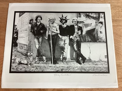 Lot 2211 - Limited edition print 'Bloody Revolutions' signed by Gee Vaucher (29.5cm x 44.5cm) together with two Crass LPs - Stations of the Crass and Penis Envy, in fold out sleeves, with a copy of Reality As...