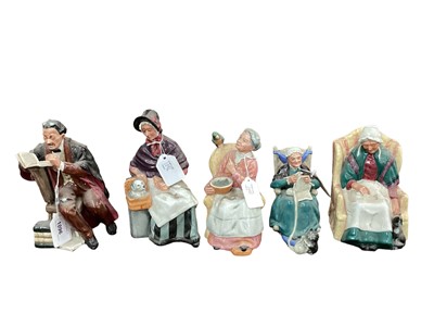 Lot 1096 - Five Royal Doulton figures - The Professor HN2281, New Companions HN2770, Twilight HN2256, Pretty Polly HN2768 and Forty Winks HN1974