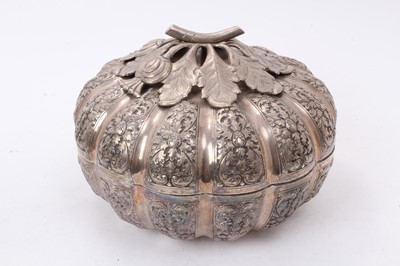 Lot 571 - Far Eastern silver/white metal spice box in the form of a gourd  Marked T900