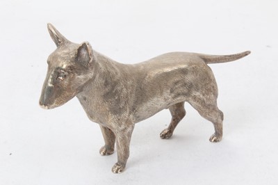 Lot 569 - Cast silver model of an English bull terrier, 12cm long