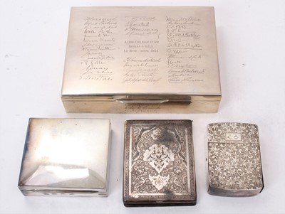 Lot 574 - Four silver/white metal cigarette boxes/cases