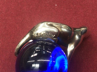 Lot 573 Cartier silver and blue glass paperweight