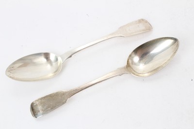 Lot 1054 - Pair of 19th century white metal fiddle pattern dessert spoons