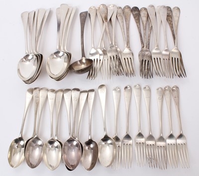 Lot 578 - Selection of Victorian Old English pattern silver flatware.