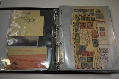 Lot 1552 - Album of Graf Zeppelin covers, letters & postcards to include 1st Flight LZ-127 Zeppelin Mail Covers, good range of postcards, USA Tactical Training Flight USS Akron, several 1930s period covers, p...