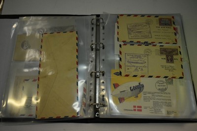 Lot 1552 - Album of Graf Zeppelin covers, letters & postcards to include 1st Flight LZ-127 Zeppelin Mail Covers, good range of postcards, USA Tactical Training Flight USS Akron, several 1930s period covers, p...
