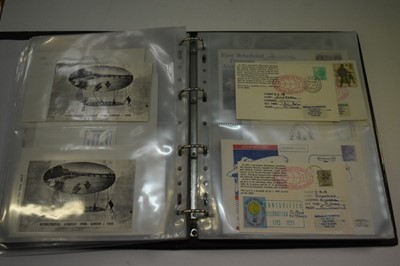 Lot 1552 - Album of Graf Zeppelin covers, letters & postcards to include 1st Flight LZ-127 Zeppelin Mail Covers, good range of postcards, USA Tactical Training Flight USS Akron, several 1930s period covers, p...