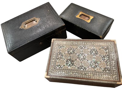 Lot 2445 - 19th century leather mounted stationery box, inlaid Damascus box and a jewellery box