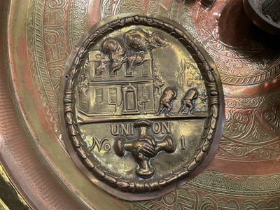 Lot 2447 - A Vaughton Brothers Union No.1 fire plaque, various copper and brass