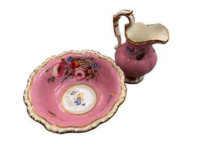 Lot 2448 - Regency miniature dolls house jug and basin set, others similar and miniature Crown Derby teacups and saucers