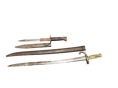 Lot 816 - French 1866 Pattern Chassepot bayonet with scabbard and Polish bayonet dated 1939