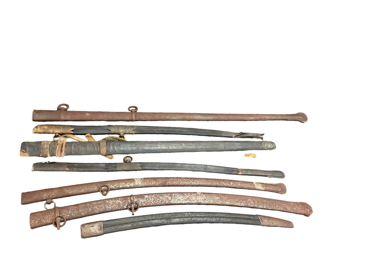 Lot 820 - Lot 19th century sword scabbards including two Naval Officers' scabbards (7)