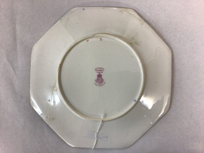 Lot 77 - Rare Victorian Honourable Corps of Gentleman at Arms mess plate by Royal Worcester retailed by T.Goode & Co, of octagonal form with central painted crowned garter ' Royal Body Guard' and portcullis...