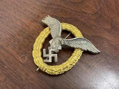 Lot 746 - Second World War Nazi German Luftwaffe Pilots badge with narrow pin backing.