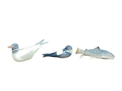 Lot 1109 - Three Royal Copenhagen models - Seagull 1468, Swift 2374 and Trout 1602