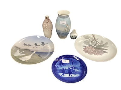 Lot 1112 - Selection of Royal Copenhagen and Bing & Grondahl porcelain to include three vases and three plates