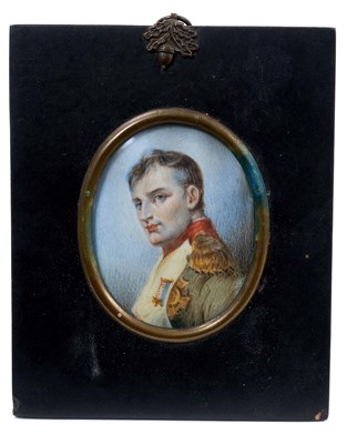 Lot 666 - Portrait miniature of Napoleon Bonaparte in papier-mâché frame