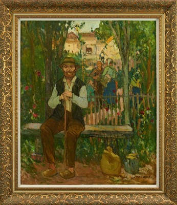 Lot 1192 - Jules Adler (1865-1952) oil on canvas, The Gardener, signed, 65cm x 55cm, in gilt frame