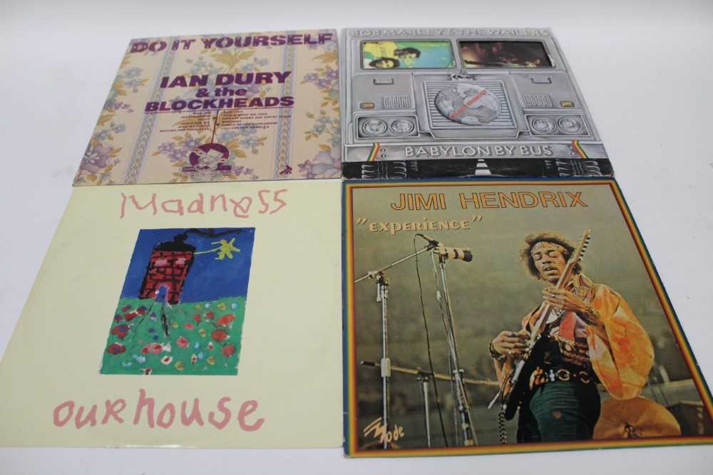 Lot 2239 - Collection of records and singles, including Ian Dury, Jimi Hendrix, The Clash, The Jam, David Bowie, The Pogues, The Damned, Public Image Limited, other rock and punk, etc (3 boxes)