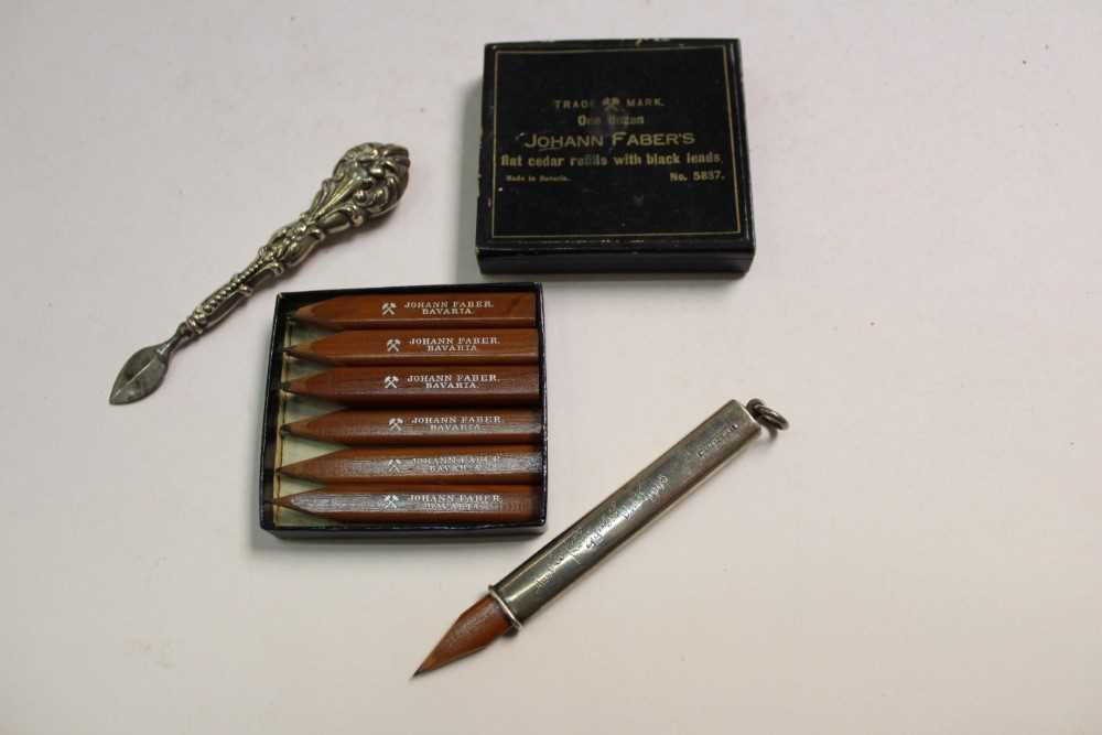 Lot 2443 - Silver Sampson Mordan pencil, box of refills and a silver eraser