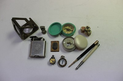 Lot 2453 - Objets vertu, including pocket magnifier, sundial compass, etc