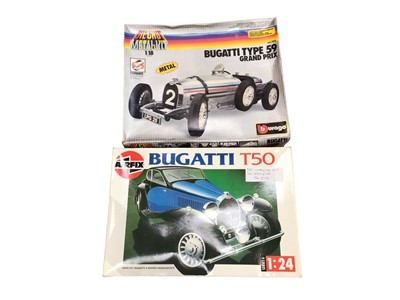 Lot 1882 - Selection of Bugatti model kits including Burago, Airfix, Matchbox and other kits