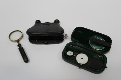 Lot 216 - Ophthalmoscope, magnifier and folding opera glasses