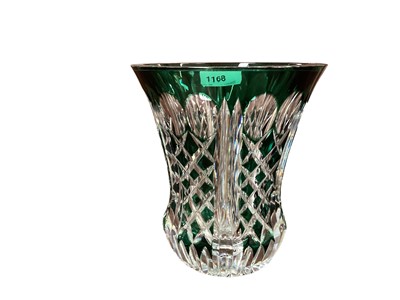 Lot 1168 - Val St Lambert green cut glass vase, signed