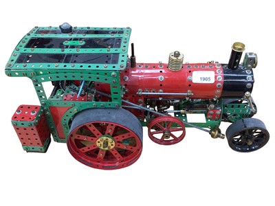 Lot 1905 - Meccano constructed large scale model of a traction engine and separate baler