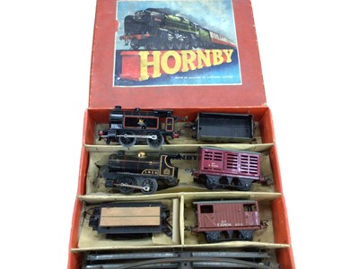 Lot 1904 - Railway O gauge Hornby tank goods set No. 40 plus an additional locomotive and spare track