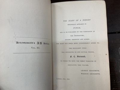 Lot 1670 - Grossmith (George and Weedon) The Diary of a Nobody, signed by both Bristol and London, [1892]