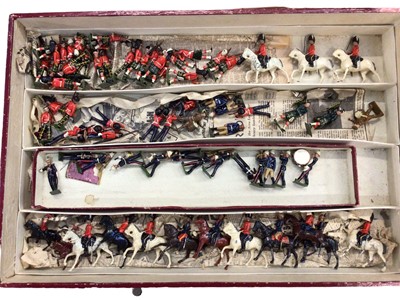 Lot 1889 - Britains selection of Infantry & Cavalry models in box No. 1350 plus some bandsmen