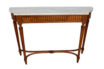 Lot 1562 - Continental beech and marble topped console table