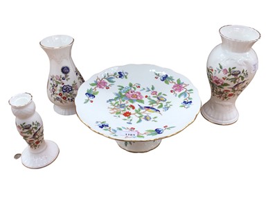 Lot 88 - Selection of decorated china including two Aynsley Pembroke vases, ditto cake stand, Wedgwood Kutani Crane dish etc