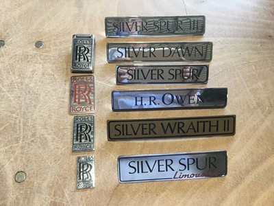 Lot 68 - Collection of Rolls-Royce enamelled model name plates and boot badges (10)